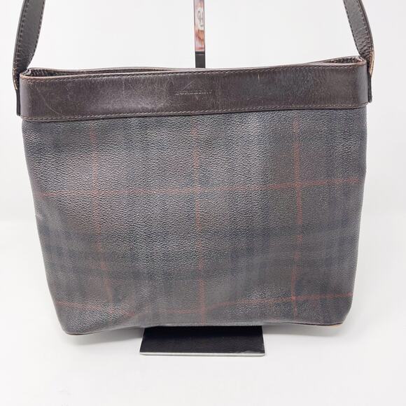 Burberry Nova Check Leather Shoulder Bag Leather Trim Brown Gold Tone Hardware - Picture 5 of 15
